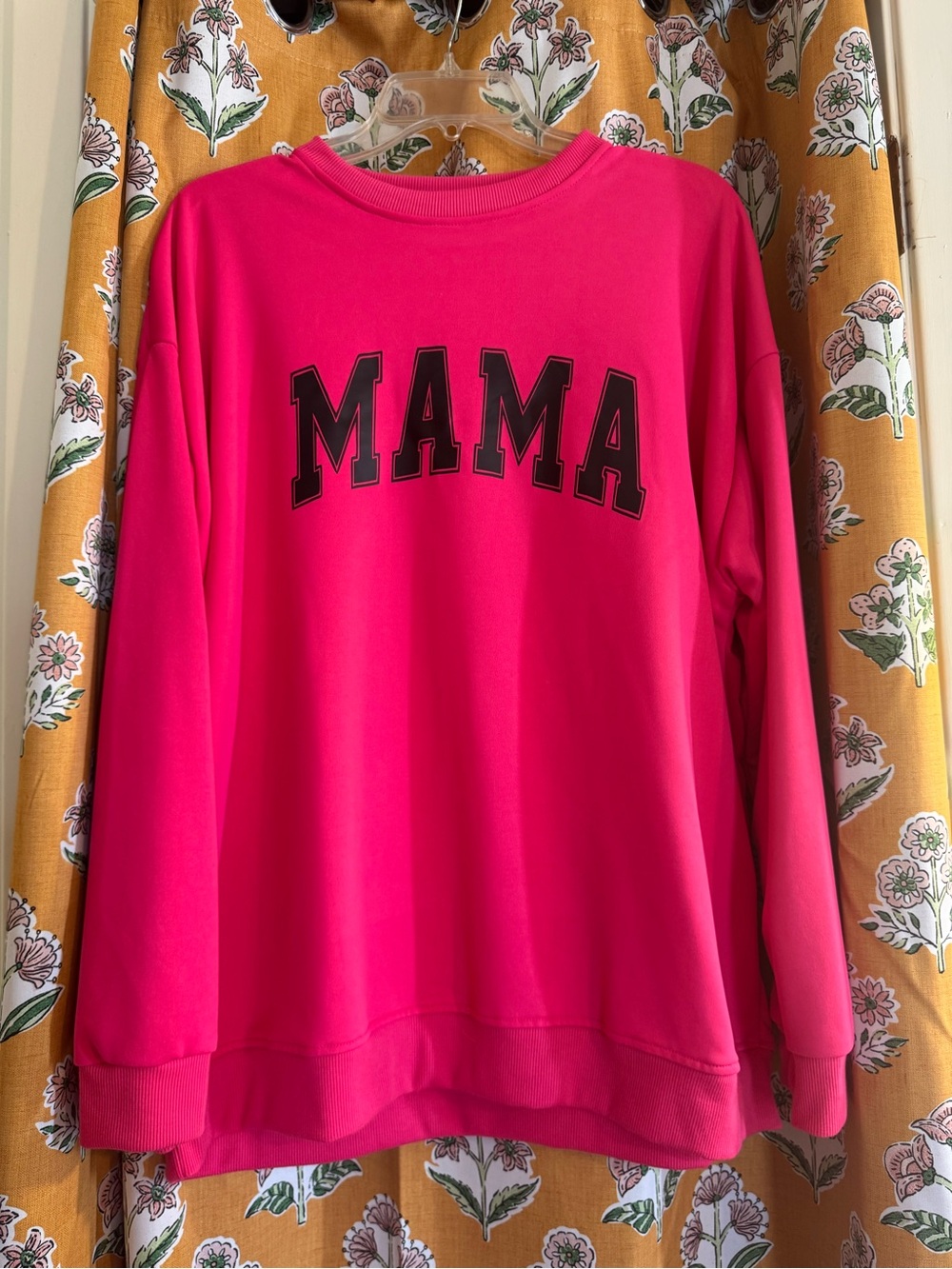 SHEIN Hot Pink MAMA Crewneck Sweatshirt
